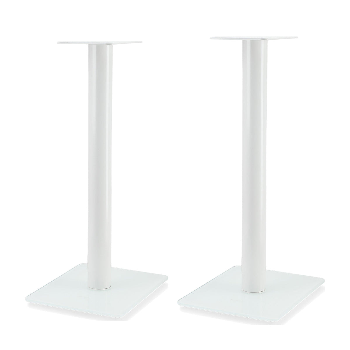 Essentials Monno 60 white floor speaker stands, pair, front view