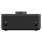 Audient EVO 4 audio interface with multiple input and output ports, compact design, and LED level indicators.