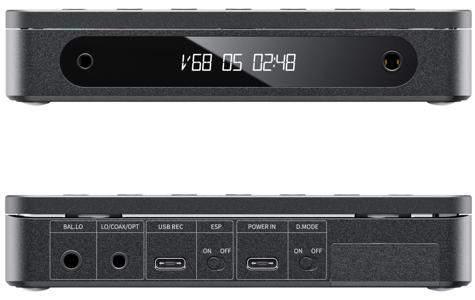 FiiO DM13 BT portable music player, in black, front view