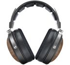 FiiO FT1 closed-back over-ear headphones with walnut wood cups, in black