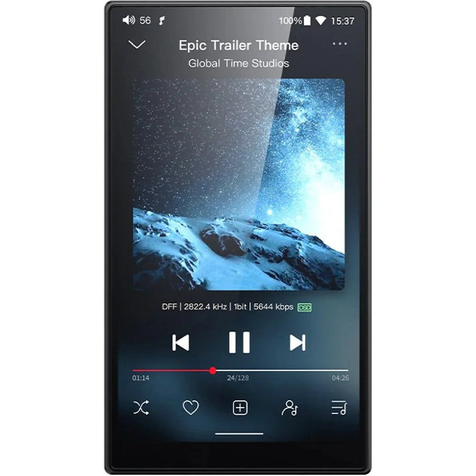 FiiO JM21 portable music player, black front screen view