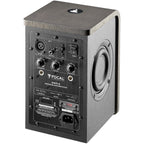 Focal Shape 40 active nearfield monitors with sleek black design and front-facing controls, ideal for professional audio mixing.