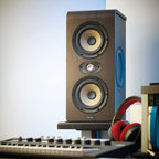 Focal Shape Twin mid-field and main monitor speakers, showcasing their sleek black design and front grille.