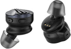 FiiO FW5 wireless in-ear headphones with sleek black design and ergonomic earbuds, shown in a close-up shot.