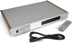 JBL MP350 Classic music streamer with sleek white design, showcasing its front panel and connectivity ports.