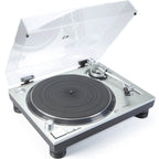 Technics SL-1200GR2 turntable with black finish, detailed tonearm and platter, showcasing high-quality DJ and audiophile equipment
