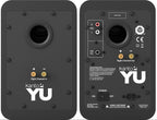 Kanto Audio YU wireless speakers with sleek black design, compact shape, and control buttons on the front panel.