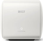 KEF KC62 subwoofer with sleek black enclosure and compact design, ideal for enhanced home audio and bass performance.