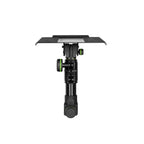 Gravity FT 01 MT B speaker stands, black metal with adjustable height and sturdy base for audio equipment support.