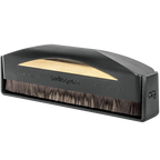 AudioQuest Gold Anti-Static Record Brush for cleaning vinyl records with anti-static properties and gold finish.
