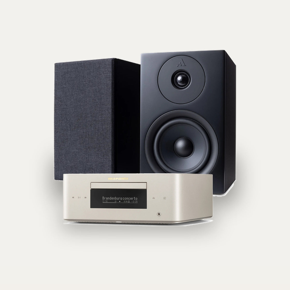Marantz MCR 60n + Argon Audio Forus 5 Hi-Fi System – Marantz Finish Marantz Champagne, Speaker Finish Black