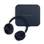 Blue Bang & Olufsen Beoplay H95 wireless headphones with cushioned ear cups and headband, showcasing sleek design.