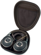 Focal Hadenys wired headphones with carrying case, black over-ear design and padded ear cups for comfortable listening.