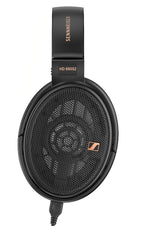 Sennheiser HD 660S2 open-back headphones shown from a side angle, featuring sleek design and large ear cups for high-quality sound.