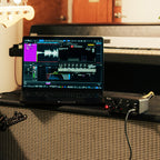 Fender AudioBox GO USB audio interface with compact design and input/output controls, ideal for music recording and streaming.