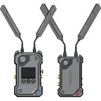 Hollyland Cosmo C2 wireless video transmission system with 1 transmitter and 1 receiver, compact setup for professional video streaming.