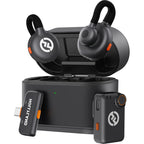 Hollyland Lark M2S Mini Combo (2RX - Camera & USB-C) wireless microphone system, front view.
