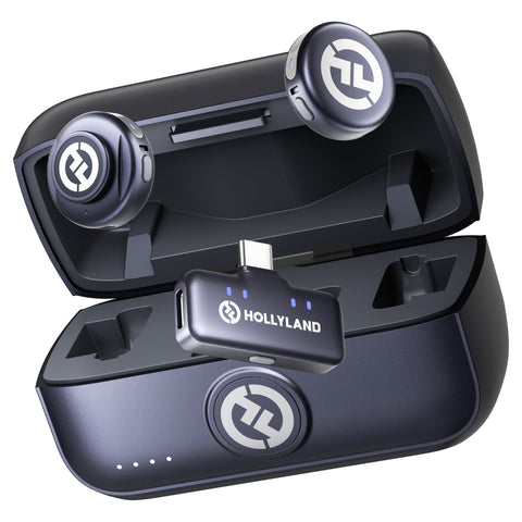 Hollyland Lark M3 Combo 2TX + 1RX, charging case with two transmitters and USB-C receiver