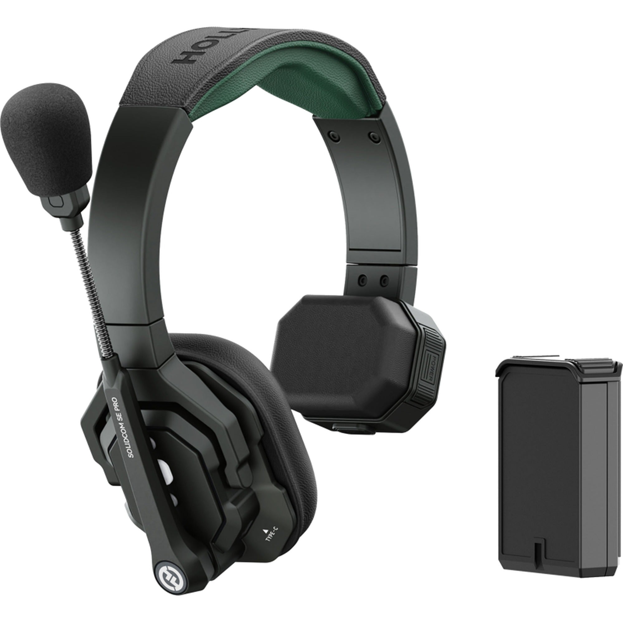 Hollyland Solidcom SE Pro remote headset for video communication, featuring a sleek design and adjustable headband.