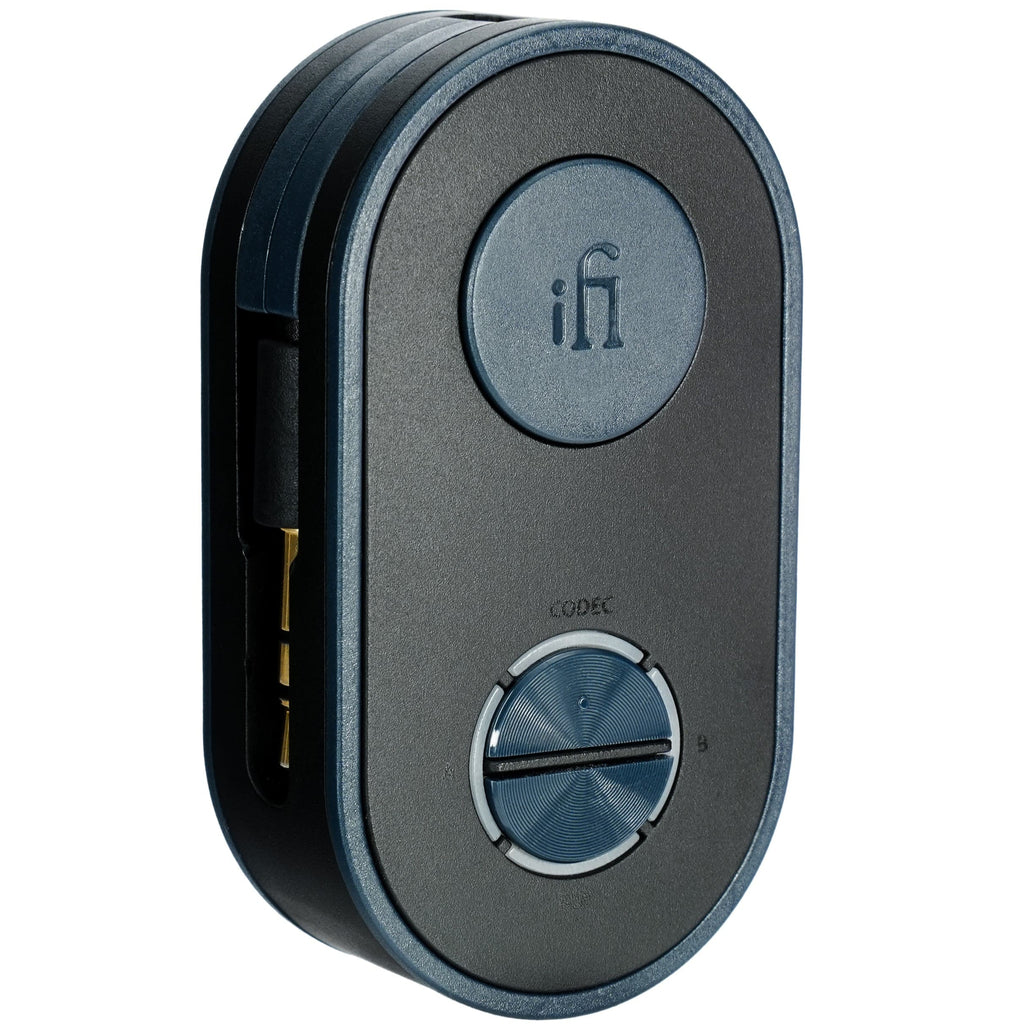 iFi Audio UP Travel headphone amp / DAC, front view.