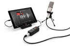 IK Multimedia iRig Pre HD audio interface with XLR input and gain control for mobile and studio recording.