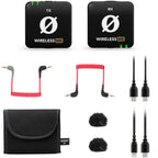 Rode Wireless ME Dual creator wireless microphone system in black, compact with dual transmitters and receiver for professional audio recording
