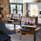 Rode RodeCaster Video controller for video editing, featuring multiple buttons and controls on a sleek black device.