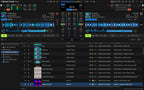 Native Instruments Traktor Play DJ software interface showing waveform displays and control options on a computer screen.