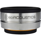 IsoAcoustics Orea Bronze speaker stands with a sleek bronze finish, designed to elevate and stabilize audio speakers.