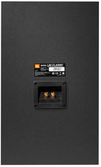 JBL L82 Classic MK2 passive bookshelf speakers showing rear connection panel with speaker terminals and branding.