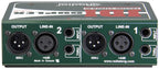 Radial Engineering JDI Duplex DI box with rear panel showing input and output connections on a professional audio device.