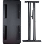 K&M 18900 keyboard stand with adjustable height and black finish, supporting electronic keyboards securely.