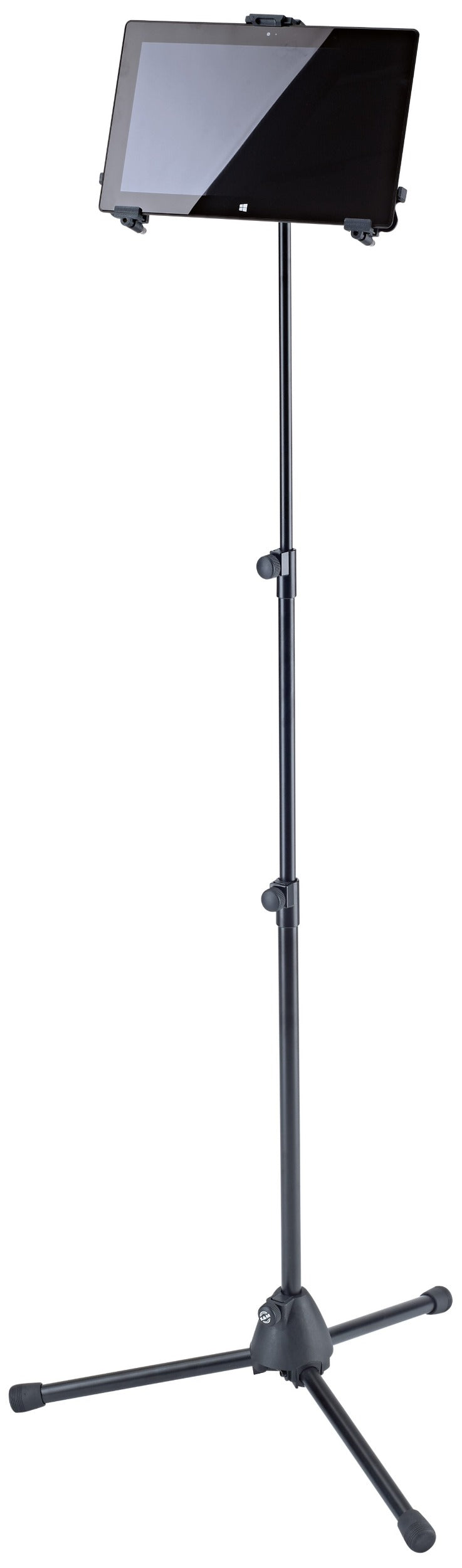 K&M 19793 microphone stand, black, close-up detail.