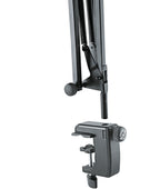 K&M 23840 microphone desk arm, close-up of desk clamp mount