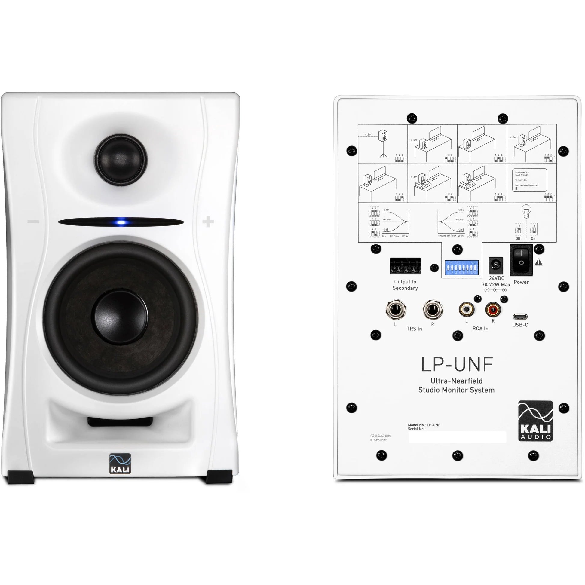 Kali Audio LP-UNF active nearfield monitors, black front view 5