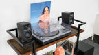 Kanto Audio Ora desktop speakers, lifestyle setup in black