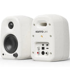 Kanto Audio UKI desktop speakers with Bluetooth, active bookshelf speakers, compact design, black finish, and 100W power output.