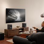 KEF Coda W active bookshelf speakers, detail view.