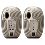 KEF LS Luxe rear panels showing HDMI eARC, optical, coaxial, aux and ethernet connectors