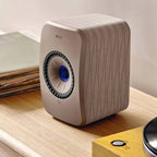 KEF LSX II, active bookshelf speakers, lifestyle, carbon black