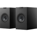 KEF Q3 Meta passive bookshelf speakers shown with sleek black cabinets and stylish design for high-quality audio.