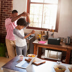 Klipsch The Three Plus wireless speaker, lifestyle in a kitchen in black