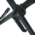 K&M 18933 keyboard stand with adjustable height and sturdy metal frame, suitable for supporting electronic keyboards.