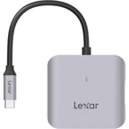Lexar CFexpress Type B Card Reader LRW510U with USB-A and USB-C ports for fast data transfer from memory cards.