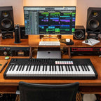 Novation Launchkey 61 MK4 MIDI keyboard with 61 keys, control knobs, and pads for music production and performance.