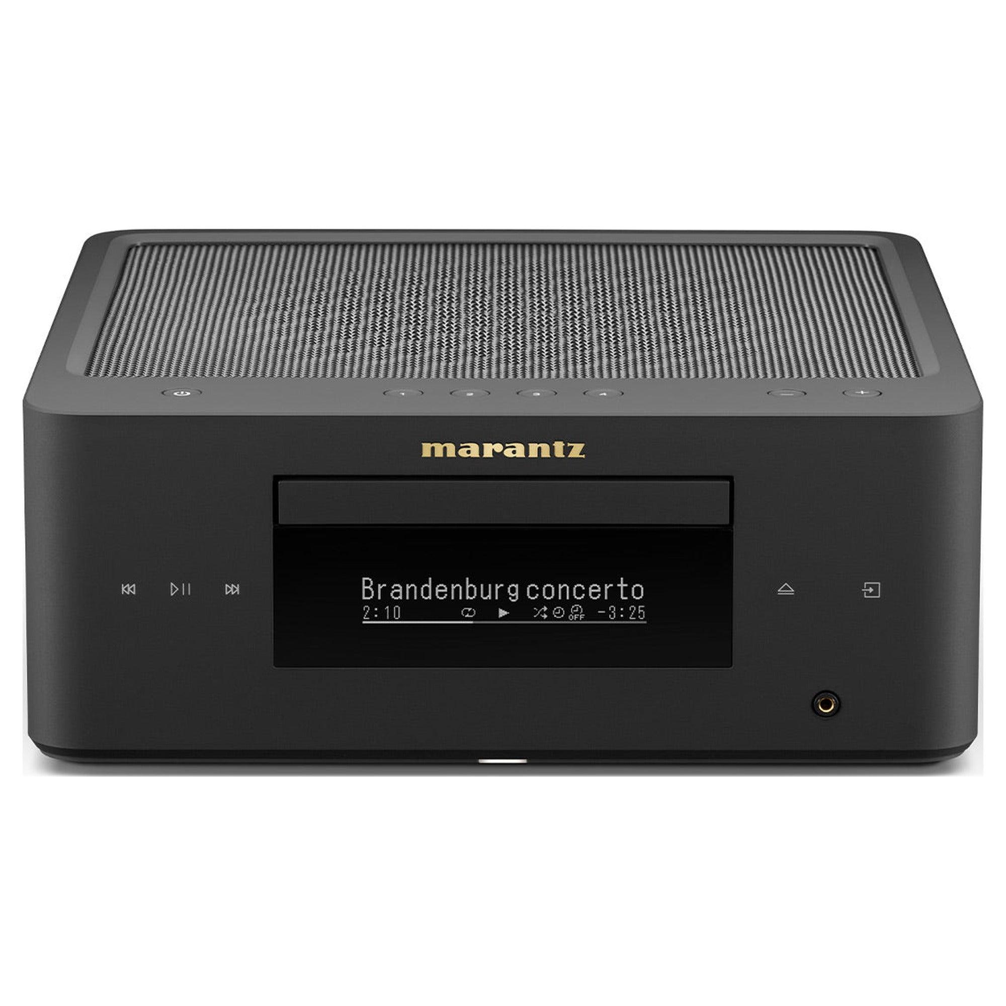 Marantz MCR 60n DAB, Matte Black, front view with CD slot and display