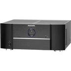 Black Marantz MM7055 stereo amplifier with multiple control knobs and input ports, showcasing its front panel and sleek design.