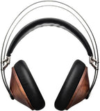 Meze Audio 99 Classics wired headphones with walnut and silver finish, showing the ear cups and headband.