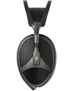 Meze Audio Elite Tungsten wired headphones with sleek design and over-ear cups, shown in a close-up view.