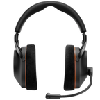 Black Beyerdynamic MMX 230 Wireless gaming headphones with over-ear design and adjustable headband, front view image.